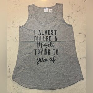 Gray Sleeveless Graphic Tank Top